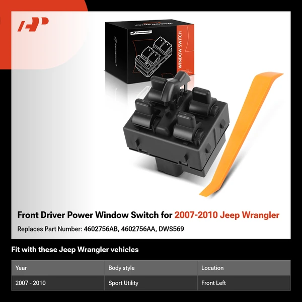 Front Driver Power Window Switch for 2007-2010 Jeep Wrangler