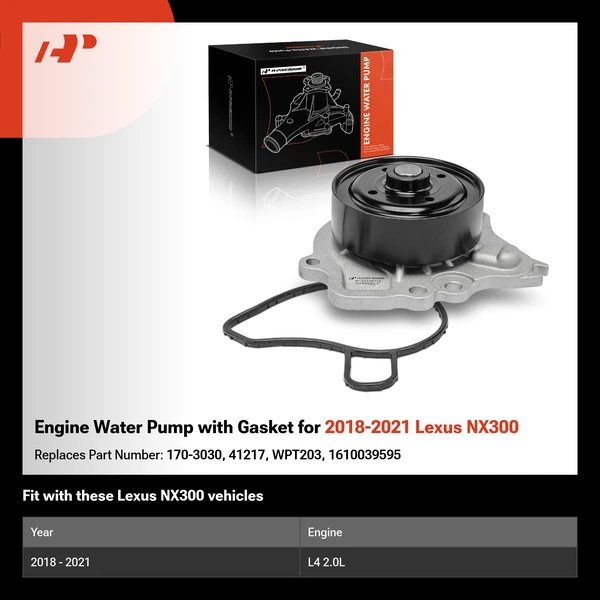 Engine Water Pump with Gasket for 2018-2021 Lexus NX300