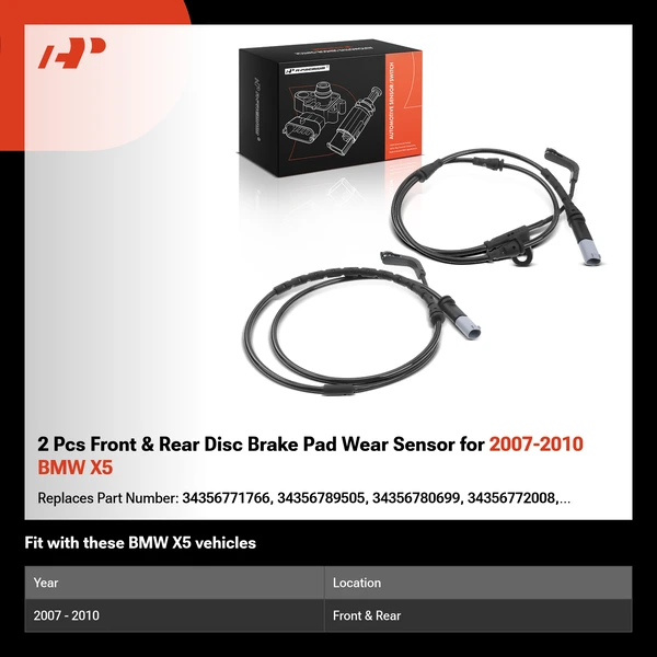 2 Pcs Front & Rear Disc Brake Pad Wear Sensor for 2007-2010 BMW X5