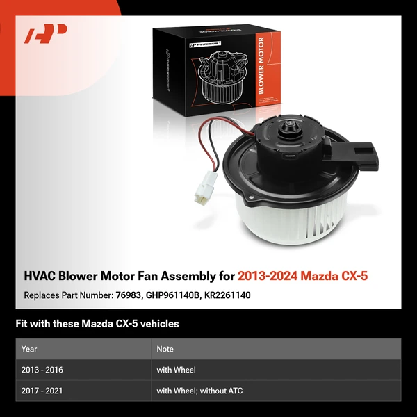 HVAC Blower Motor Fan Assembly for 2013-2024 Mazda CX-5