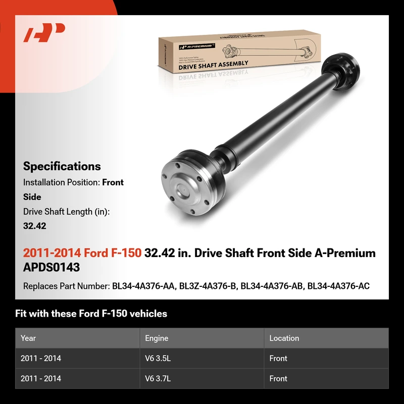 2011-2014 Ford F-150 32.42 in. Drive Shaft Front Side A-Premium APDS0143