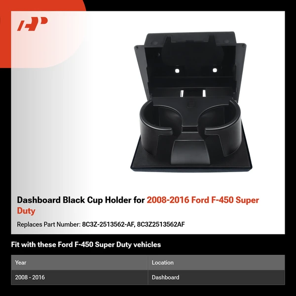 Dashboard Black Cup Holder for 2008-2016 Ford F-450 Super Duty