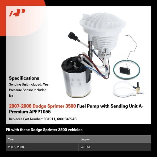 2007-2008 Dodge Sprinter 3500 Fuel Pump with Sending Unit A-Premium APFP1055