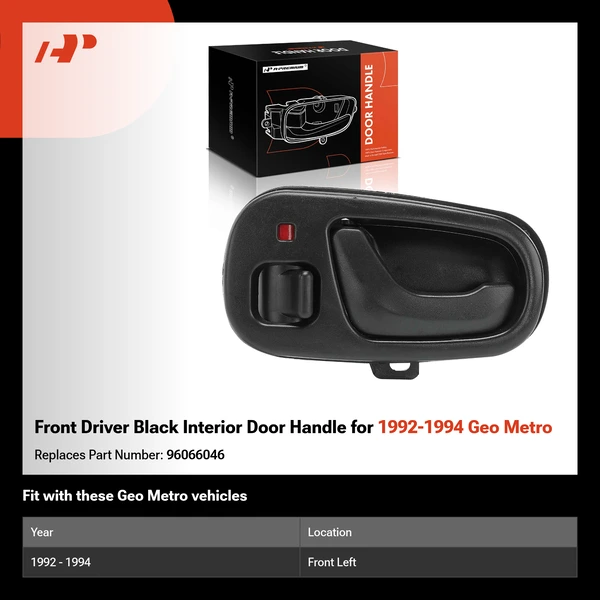 Front Driver Black Interior Door Handle for 1992-1994 Geo Metro