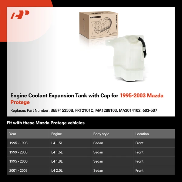 Engine Coolant Expansion Tank with Cap for 1995-2003 Mazda Protege