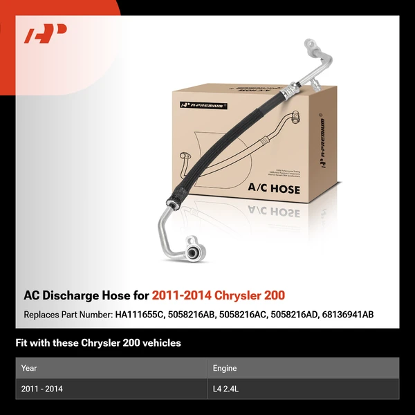 AC Discharge Hose for 2011-2014 Chrysler 200