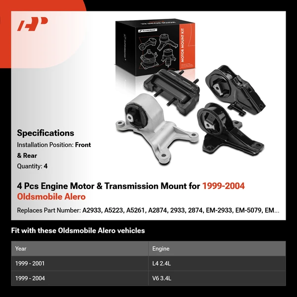 4 Pcs Engine Motor & Transmission Mount for 1999-2004 Oldsmobile Alero