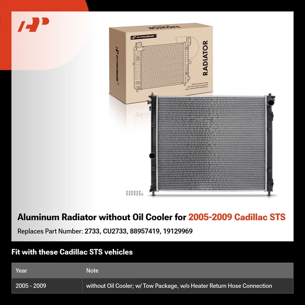 Aluminum Radiator without Oil Cooler for 2005-2009 Cadillac STS