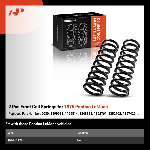 2 Pcs Front Coil Springs for 1976 Pontiac LeMans