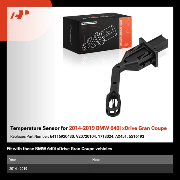 Temperature Sensor for 2014-2019 BMW 640i xDrive Gran Coupe