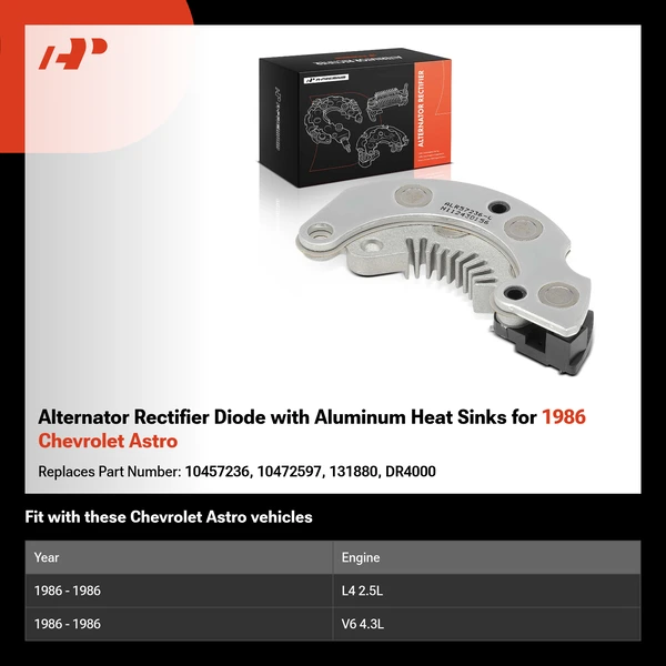 Alternator Rectifier Diode with Aluminum Heat Sinks for 1986 Chevrolet Astro