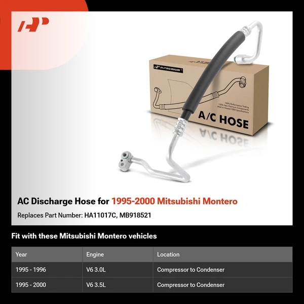 AC Discharge Hose for 1995-2000 Mitsubishi Montero