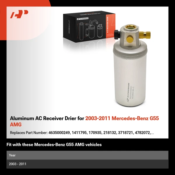 Aluminum AC Receiver Drier for 2003-2011 Mercedes-Benz G55 AMG