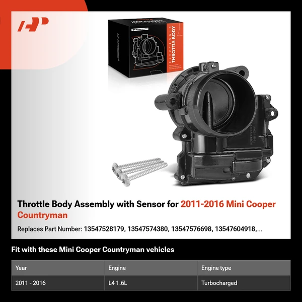 Throttle Body Assembly with Sensor for 2011-2016 Mini Cooper Countryman