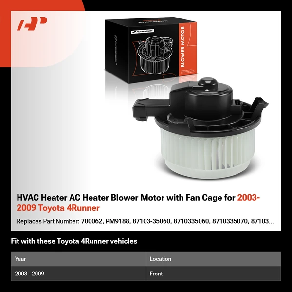 HVAC Heater AC Heater Blower Motor with Fan Cage for 2003-2009 Toyota 4Runner