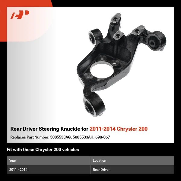 Rear Driver Steering Knuckle for 2011-2014 Chrysler 200