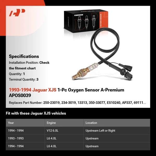 1993-1994 Jaguar XJS 1-Pc Oxygen Sensor A-Premium APOS0039