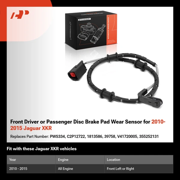 Front Driver or Passenger Disc Brake Pad Wear Sensor for 2010-2015 Jaguar XKR