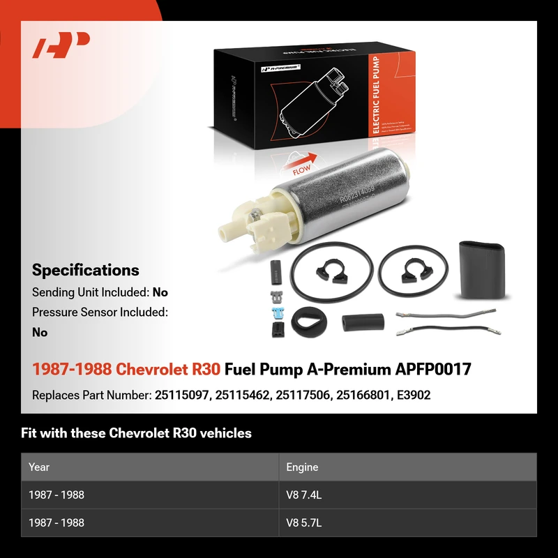 1987-1988 Chevrolet R30 Fuel Pump A-Premium APFP0017