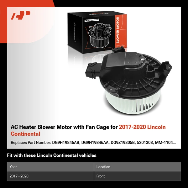 AC Heater Blower Motor with Fan Cage for 2017-2020 Lincoln Continental