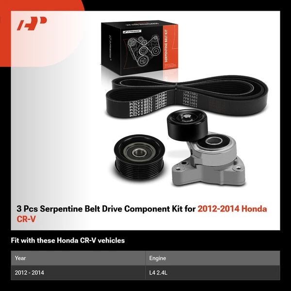 3 Pcs Serpentine Belt Drive Component Kit for 2012-2014 Honda CR-V