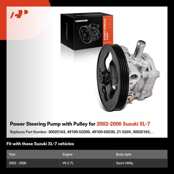 Power Steering Pump with Pulley for 2002-2006 Suzuki XL-7