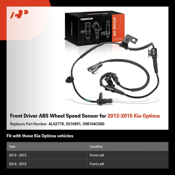 Front Driver ABS Wheel Speed Sensor for 2012-2015 Kia Optima