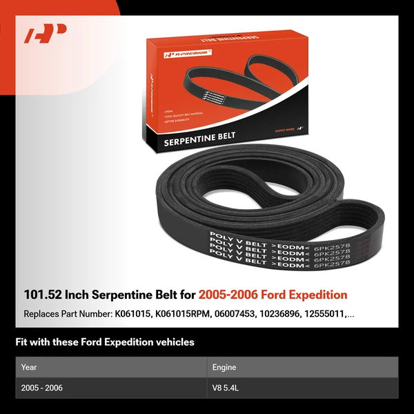 101.52 Inch Serpentine Belt for 2005-2006 Ford Expedition