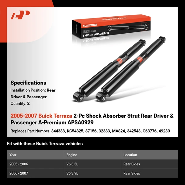 2005-2007 Buick Terraza 2-Pc Shock Absorber Strut Rear Driver & Passenger A-Premium APSA0929
