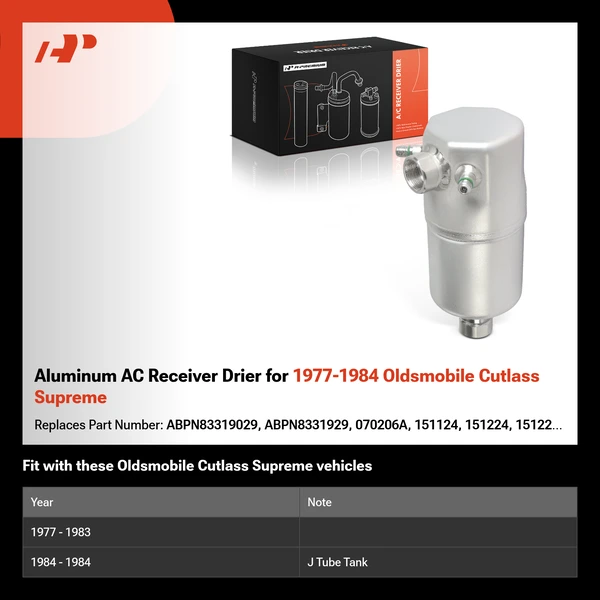 Aluminum AC Receiver Drier for 1977-1984 Oldsmobile Cutlass Supreme