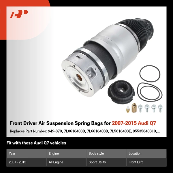 Front Driver Air Suspension Spring Bags for 2007-2015 Audi Q7