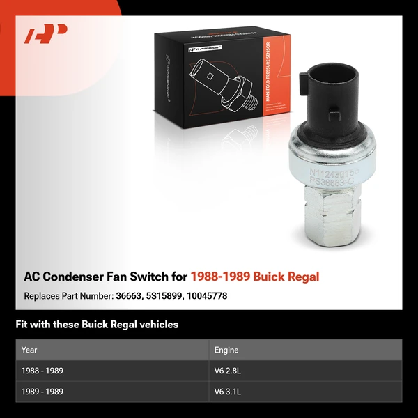 AC Condenser Fan Switch for 1988-1989 Buick Regal