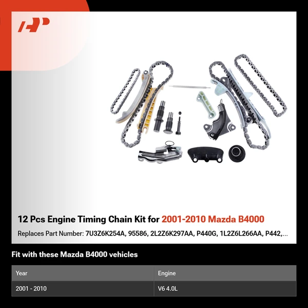 12 Pcs Engine Timing Chain Kit for 2001-2010 Mazda B4000