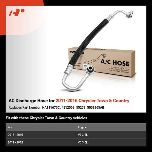 AC Discharge Hose for 2011-2016 Chrysler Town & Country