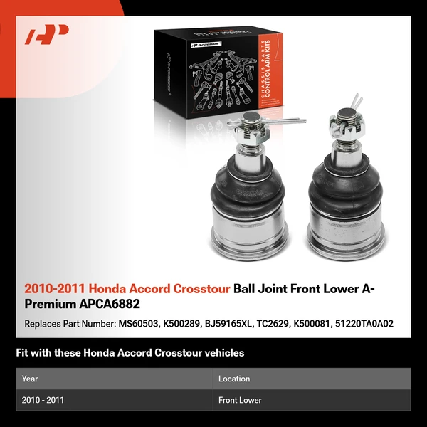 2010-2011 Honda Accord Crosstour Ball Joint Front Lower A-Premium APCA6882