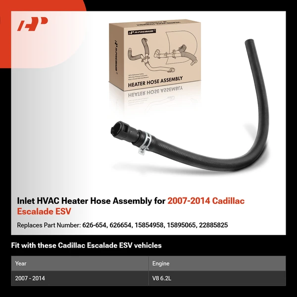 Inlet HVAC Heater Hose Assembly for 2007-2014 Cadillac Escalade ESV
