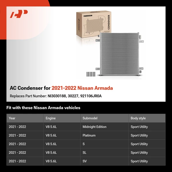 AC Condenser for 2021-2022 Nissan Armada