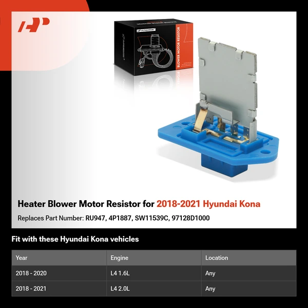 Heater Blower Motor Resistor for 2018-2021 Hyundai Kona