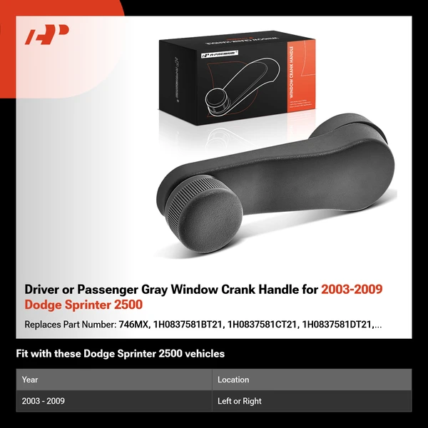 Driver or Passenger Gray Window Crank Handle for 2003-2009 Dodge Sprinter 2500