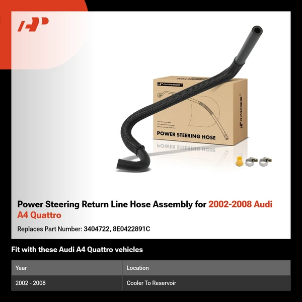 Power Steering Return Line Hose Assembly for 2002-2008 Audi A4 Quattro