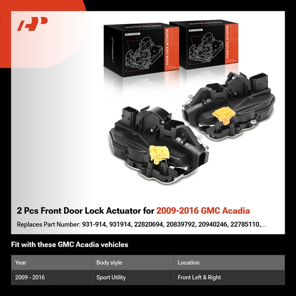 2 Pcs Front Door Lock Actuator for 2009-2016 GMC Acadia