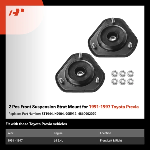 2 Pcs Front Suspension Strut Mount for 1991-1997 Toyota Previa