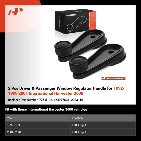 2 Pcs Driver & Passenger Window Regulator Handle for 1992-1999 2001 International Harvester 3600