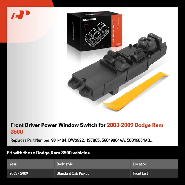 Front Driver Power Window Switch for 2003-2009 Dodge Ram 3500