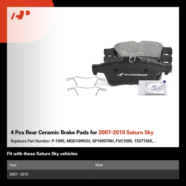 4 Pcs Rear Ceramic Brake Pads for 2007-2010 Saturn Sky