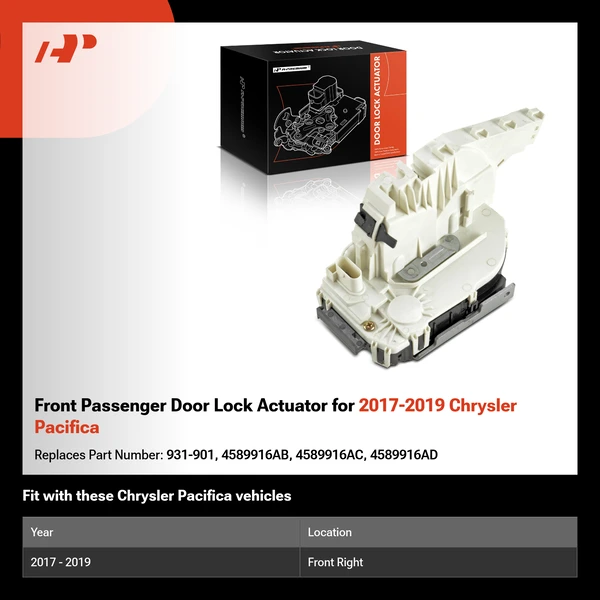 Front Passenger Door Lock Actuator for 2017-2019 Chrysler Pacifica