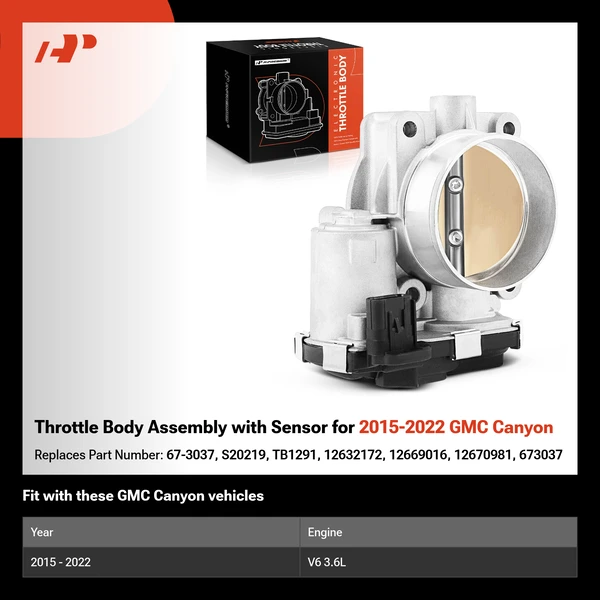 Throttle Body Assembly with Sensor for 2015-2022 GMC Canyon
