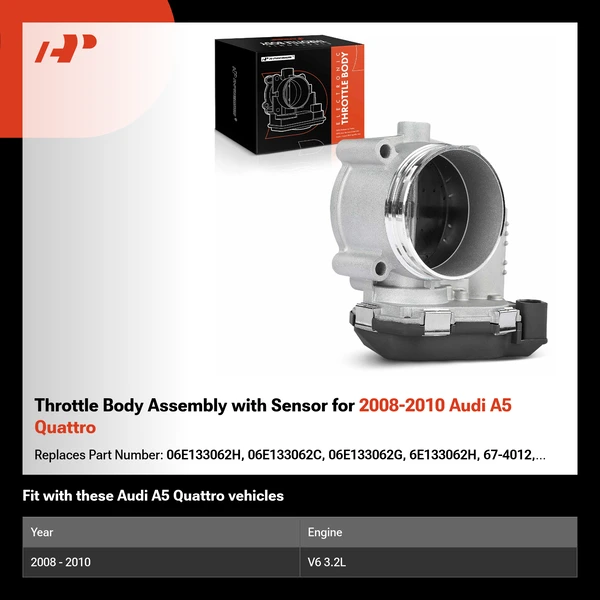 Throttle Body Assembly with Sensor for 2008-2010 Audi A5 Quattro