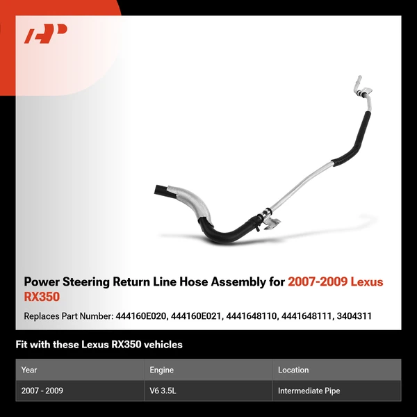 Power Steering Return Line Hose Assembly for 2007-2009 Lexus RX350