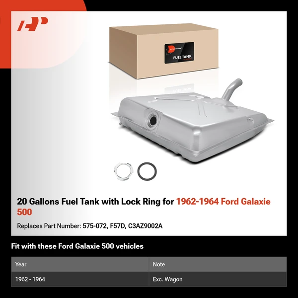 20 Gallons Fuel Tank with Lock Ring for 1962-1964 Ford Galaxie 500